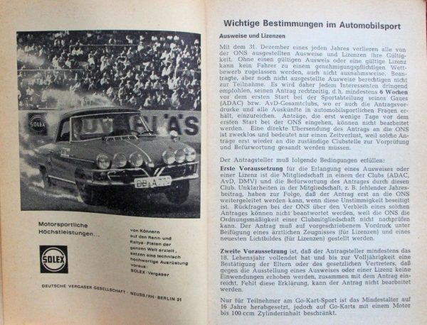 ONS "ONS Handbuch der Nationalen Sportkommission" Motorracing-History 1968 (5365)